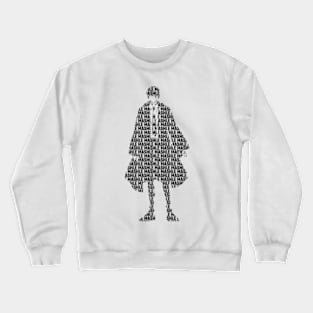 Mashle : Magic and Muscles Anime Characters Design : Mash Burnedead Minimalist Silhouette with Cool Transparent Black Text Typography Crewneck Sweatshirt